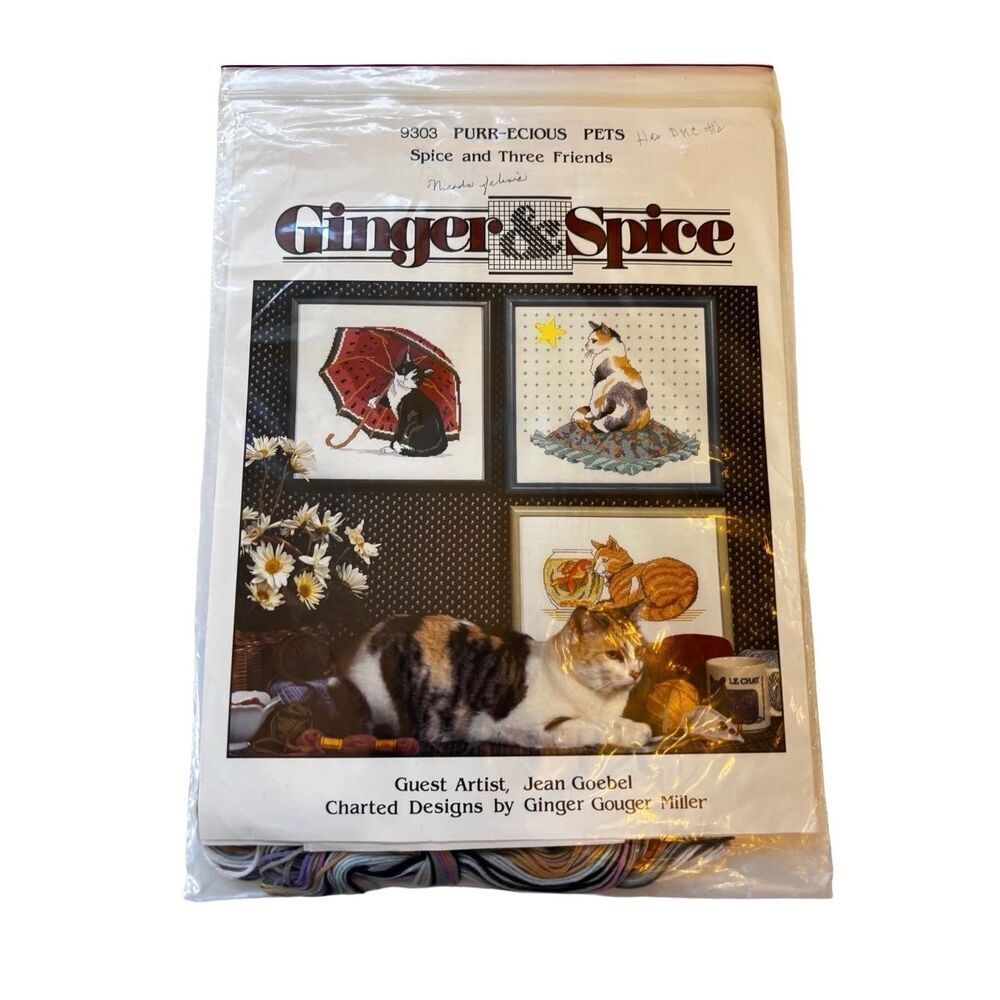 Ginger & spice kitty cate needle point with thread and directions